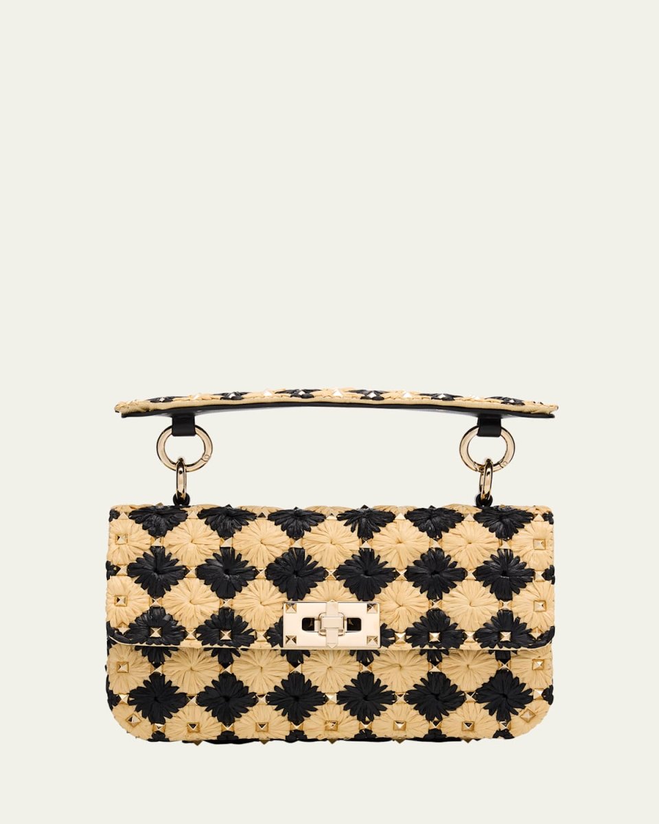 Rockstud Checkered Woven Shoulder Bag